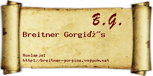 Breitner Gorgiás névjegykártya
